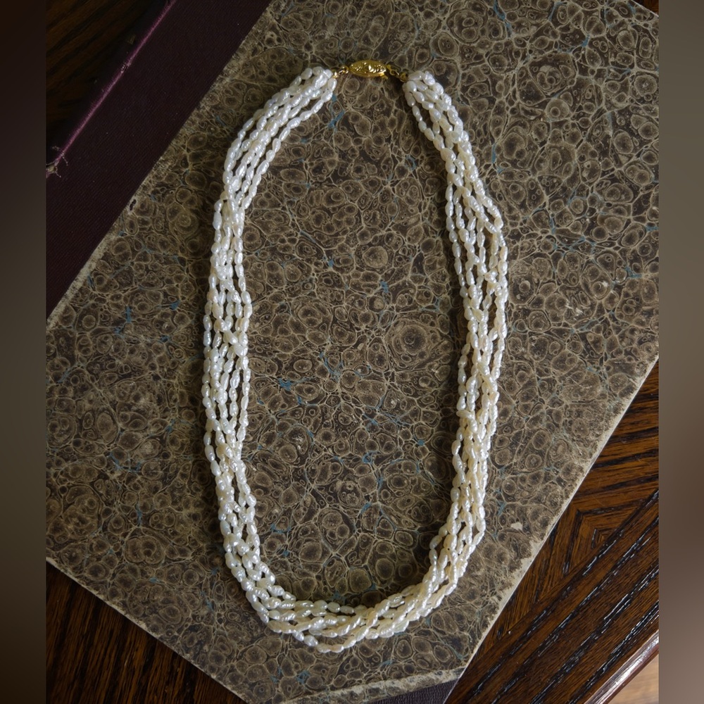 Vintage Freshwater Pearl Necklace, Real Pearl Choker, Rice Pearls